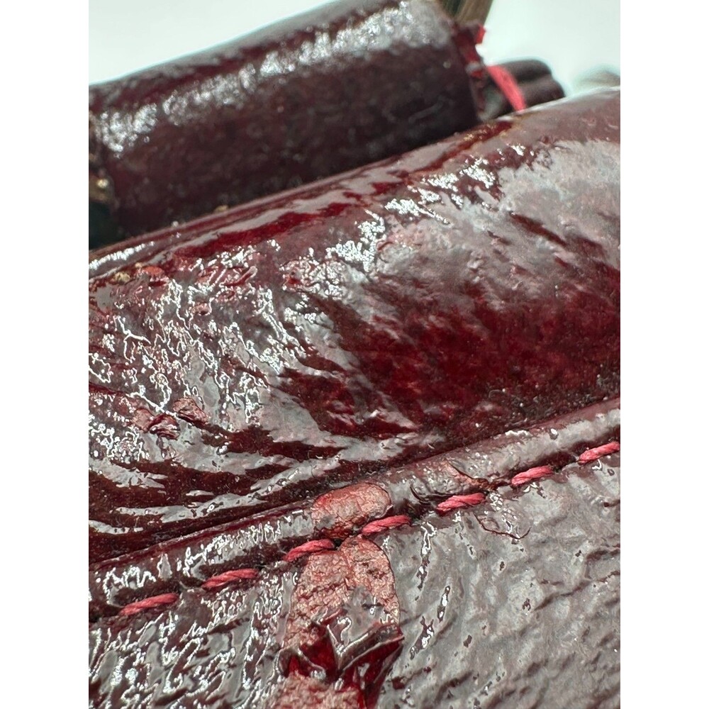 Zina Eva Burgundy Patent Leather Satchel Bag Gold Hardware Crossbody NWT/FLAW - Picture 8 of 10